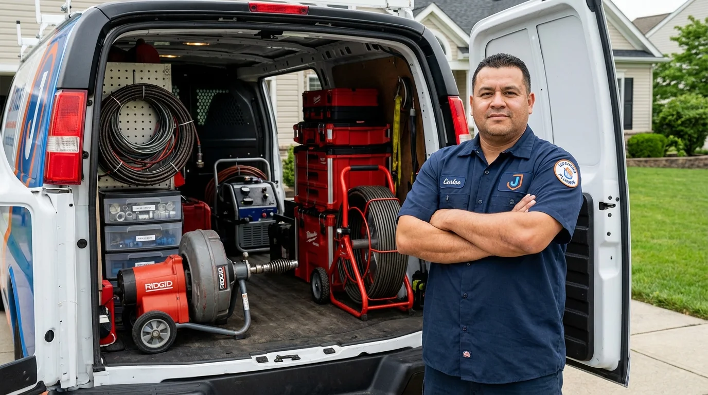 Professional drain cleaning equipment and Johns Plumbing LLC plumber in Carmichael