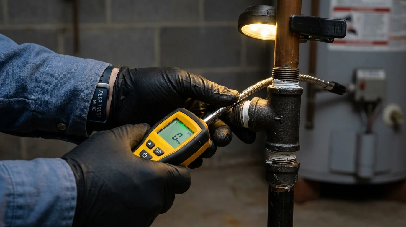 Gas leak detection with electronic sniffer by Johns Plumbing LLC in Carmichael