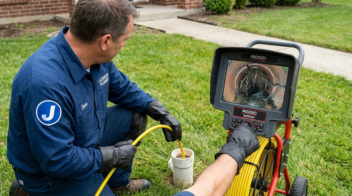 Sewer camera inspection being performed by Johns Plumbing LLC in Carmichael
