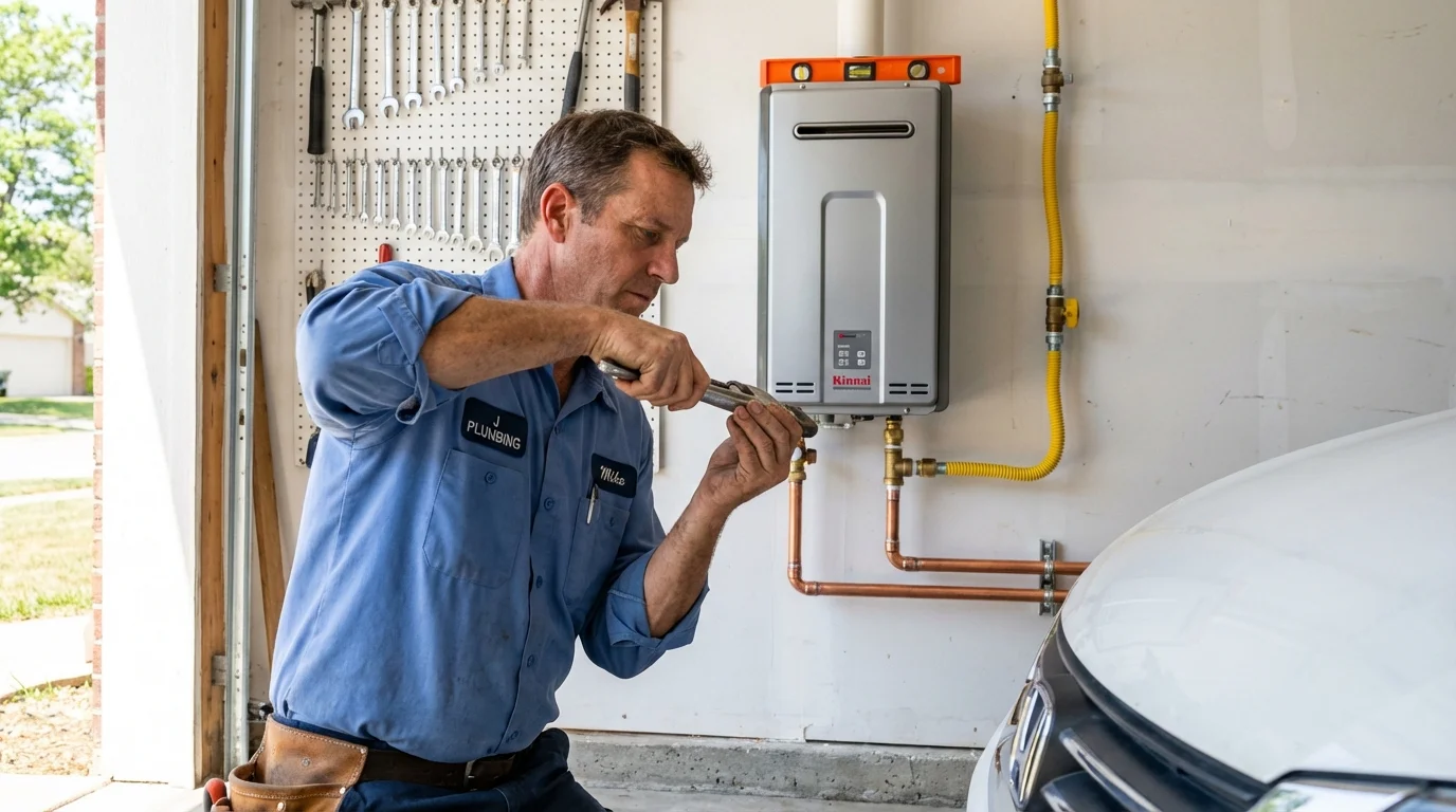 Tankless water heater installation by a Johns Plumbing LLC plumber in Carmichael